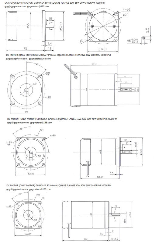 de Geborstelde Gelijkstroom Motor 1000~5000rpm van 60W 12v voor Automatisch Product